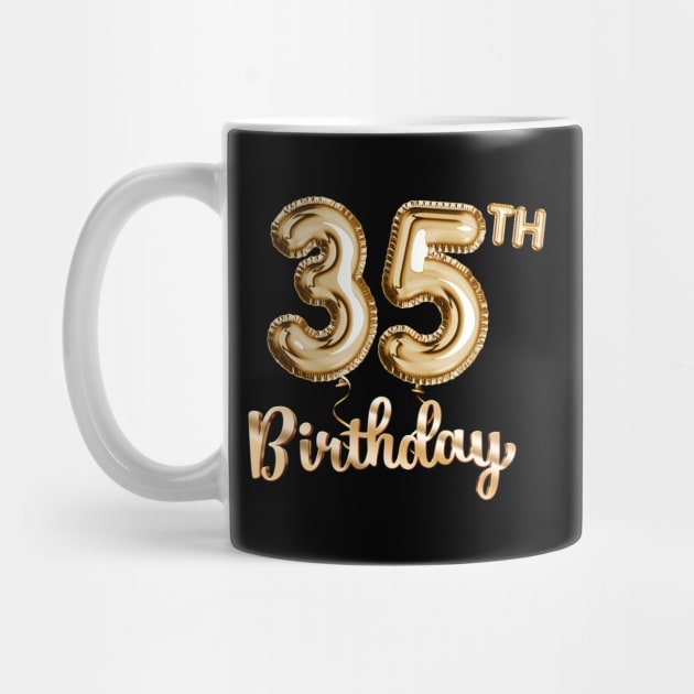 35th Birthday Gifts - Party Balloons Gold by BetterManufaktur